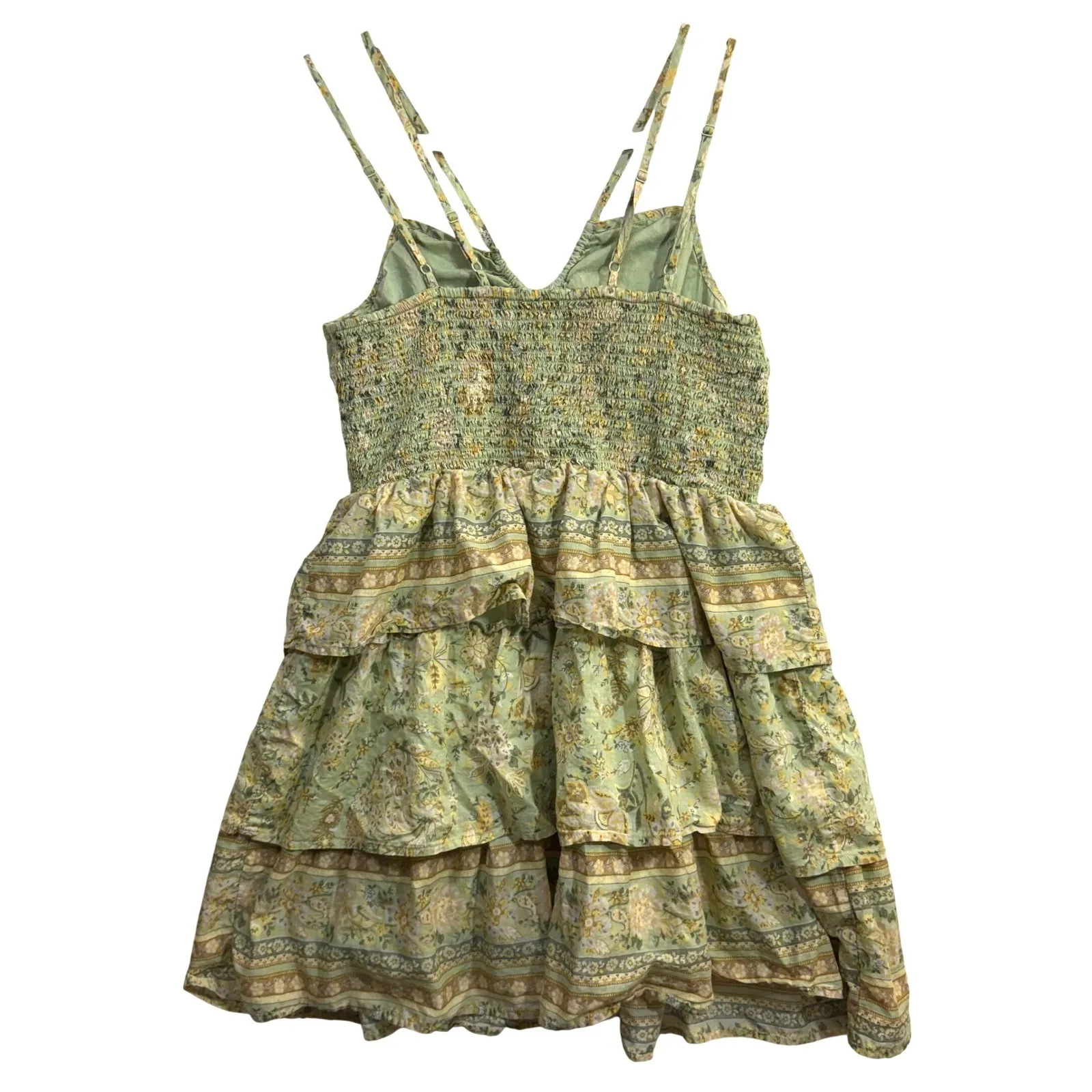NEW American Eagle M Floral Green Tiered Sundress Cottagecore Boho Fest Summer - Image 6