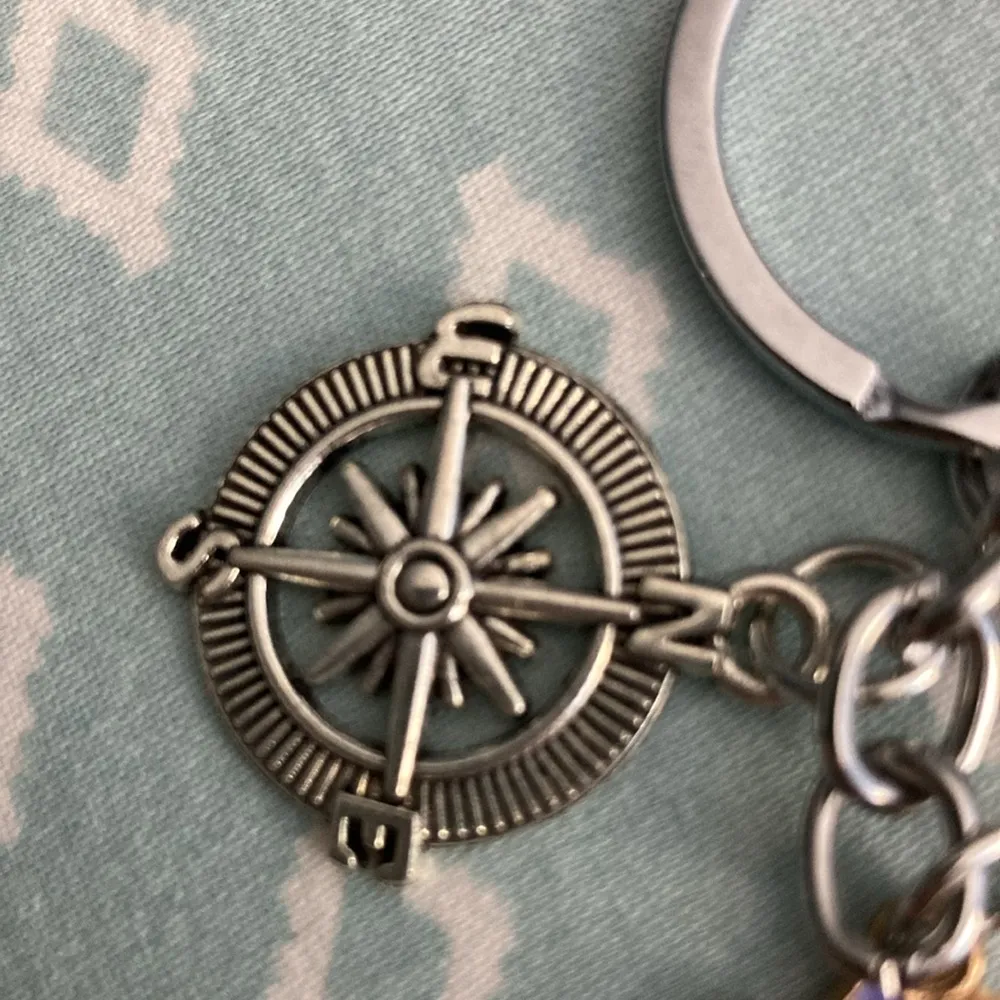 Volkswagen Bus Keychain with compass and camping sign charms. NWOT - Image 3