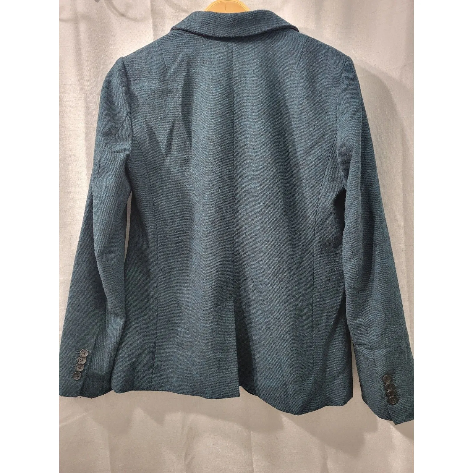 Banana Republic Blazer Women Blue Wool Blend Twill Suit Jacket Size 8 - Image 5