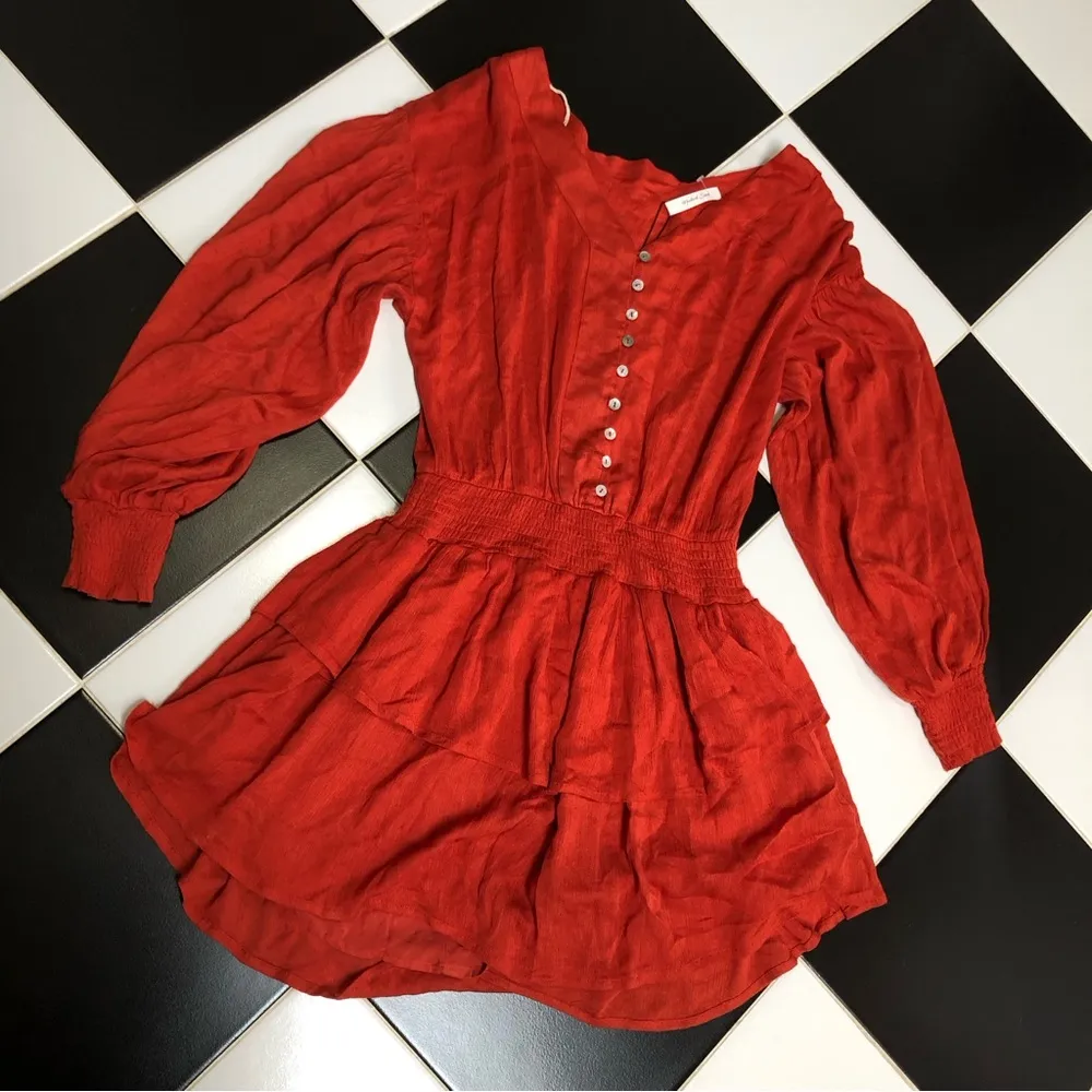 NWT  Boho Peasant Dress Smocked Burnt Orange Terracotta Mustard Seed size M - Image 7