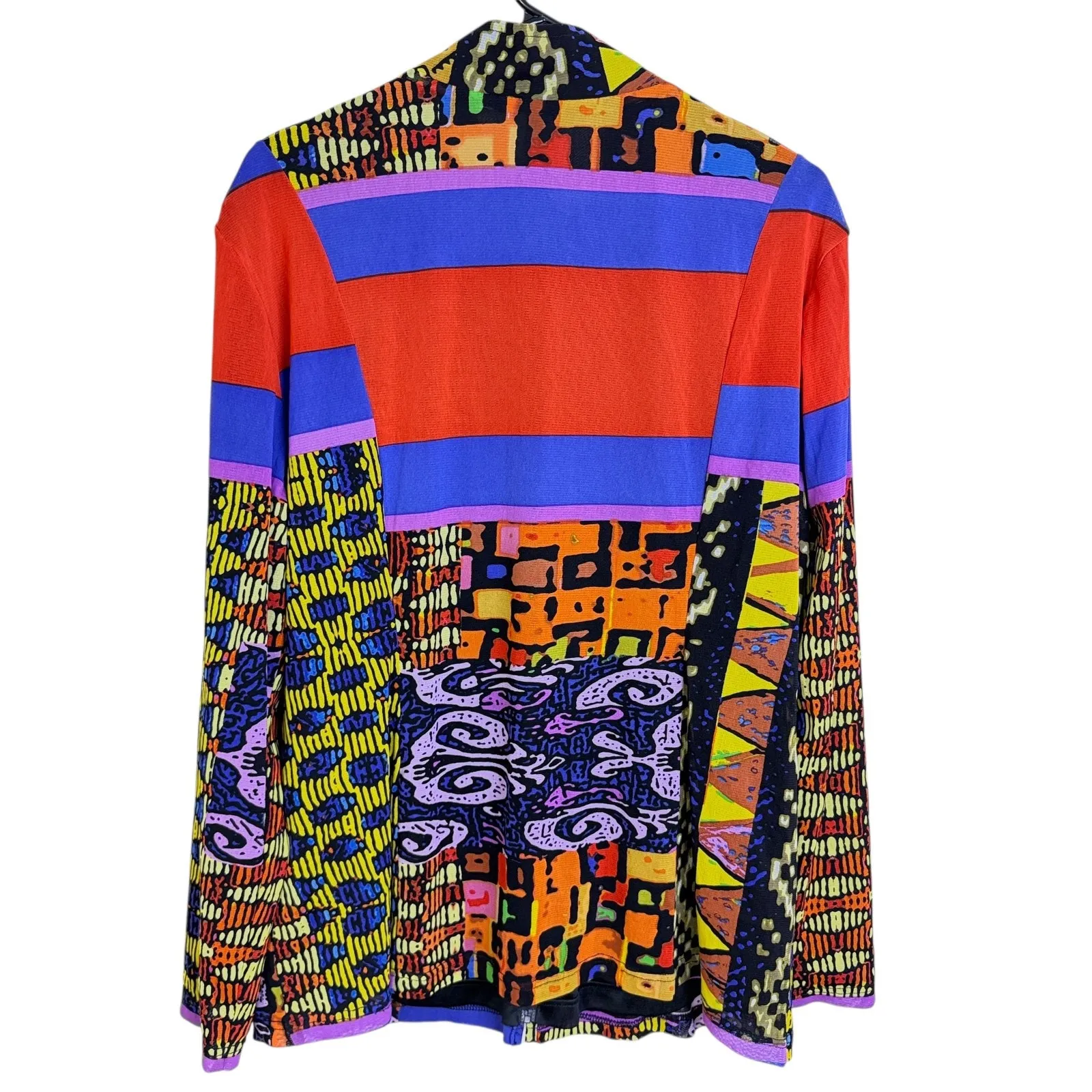 Berek Mesh Jacket Womens 2X Red Art to Wear Full Zip Mixed Print Lined Colorful - Image 2