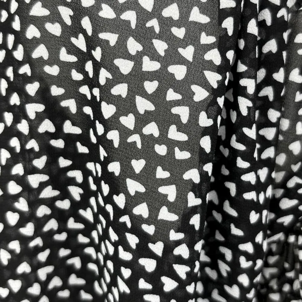 Nasty Gal Black Heart Print Peplum Square Neck Balloon Sleeve Crop Top Blouse 10 - Image 6