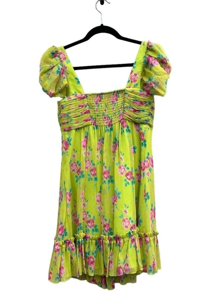 Collection Runway Silk Floral Ruffle Mini Babydoll Dress 6 - Image 2