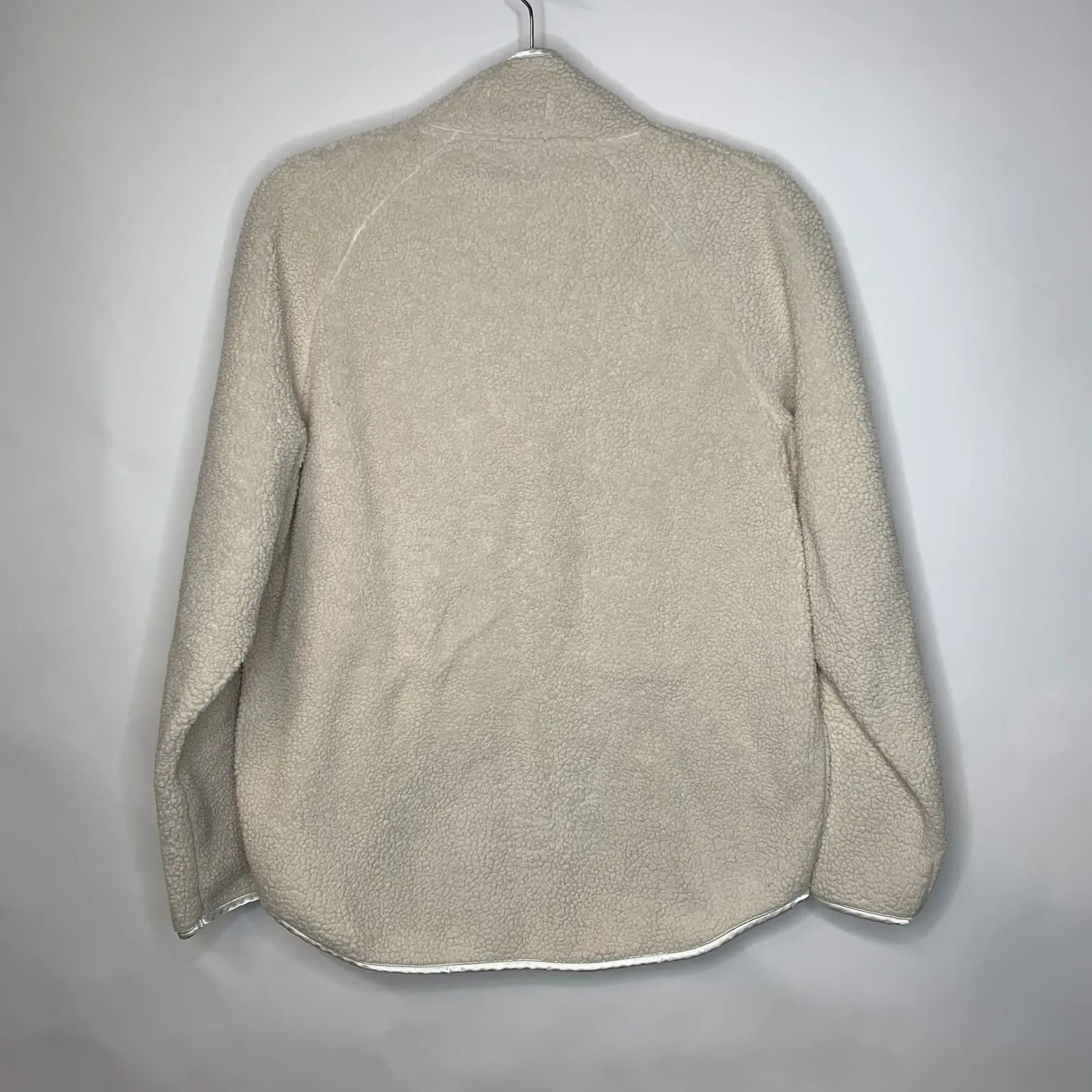 Express Cream Sherpa Fuzzy Fleece Teddy Zip Up Jacket Sz XS - Image 6