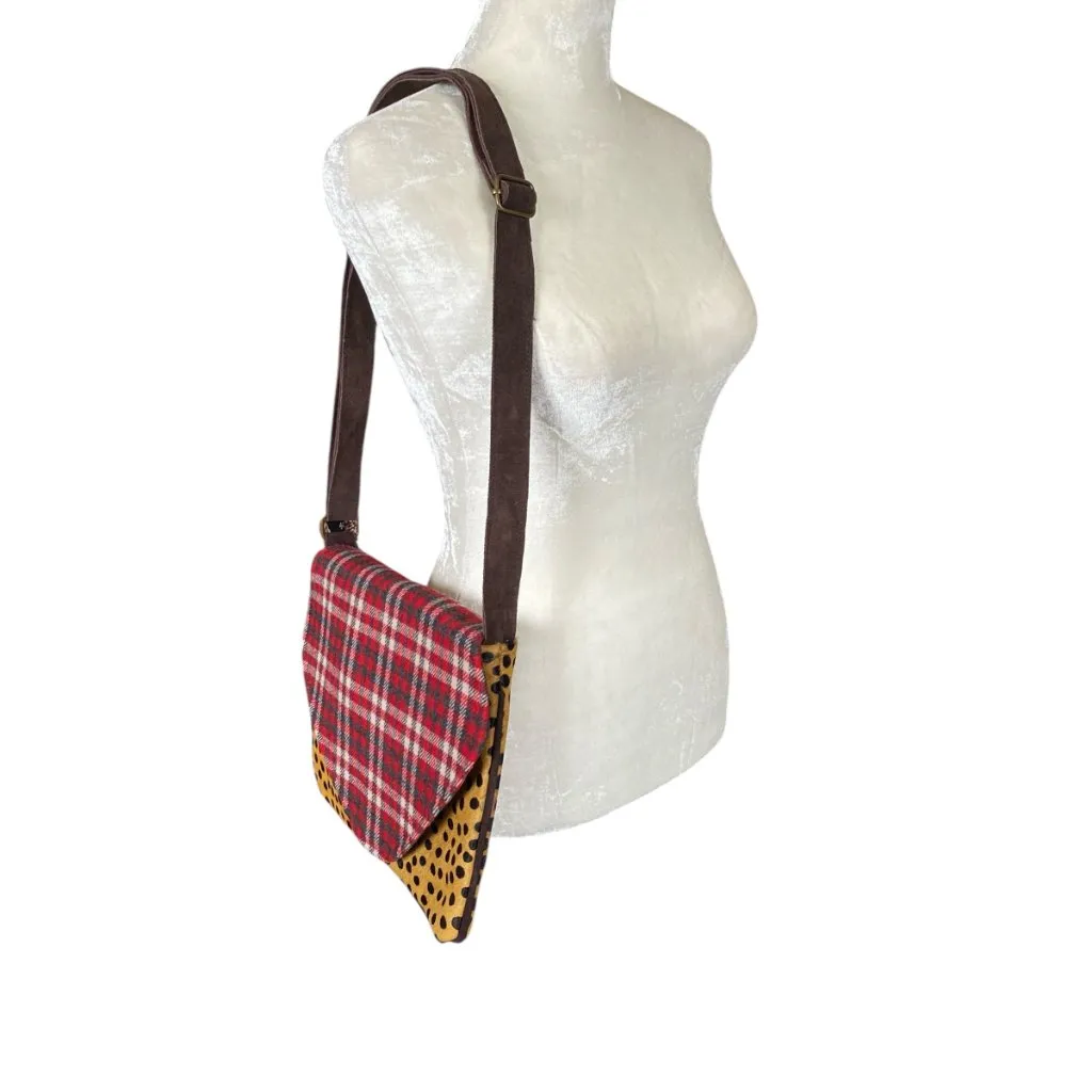Panache Accessories & Co animal print brown red plaid shoulder crossbody bag - Image 3