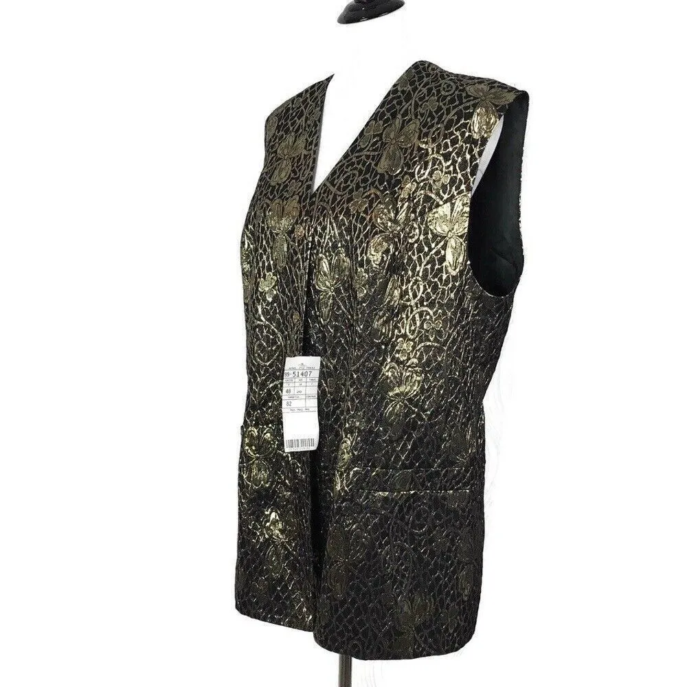 Givenchy Statement Vest Metallic Gold Plus‎ Size 20W Formal Textured Maxamalist - Image 5