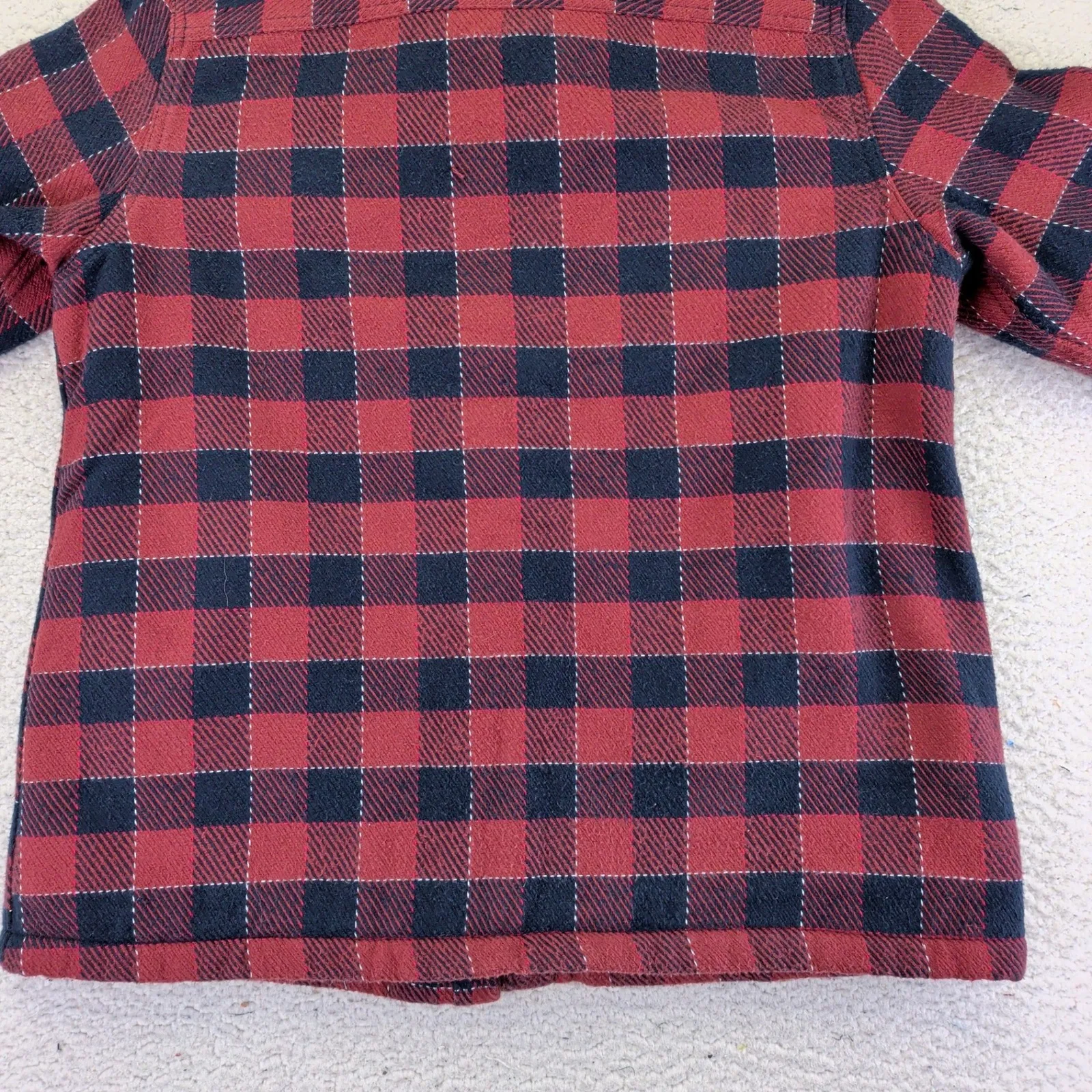 LL Bean Signature Womens Sherpa Lined Flannel Shirt Jacket Plaid Medium 502363 Red - Image 11