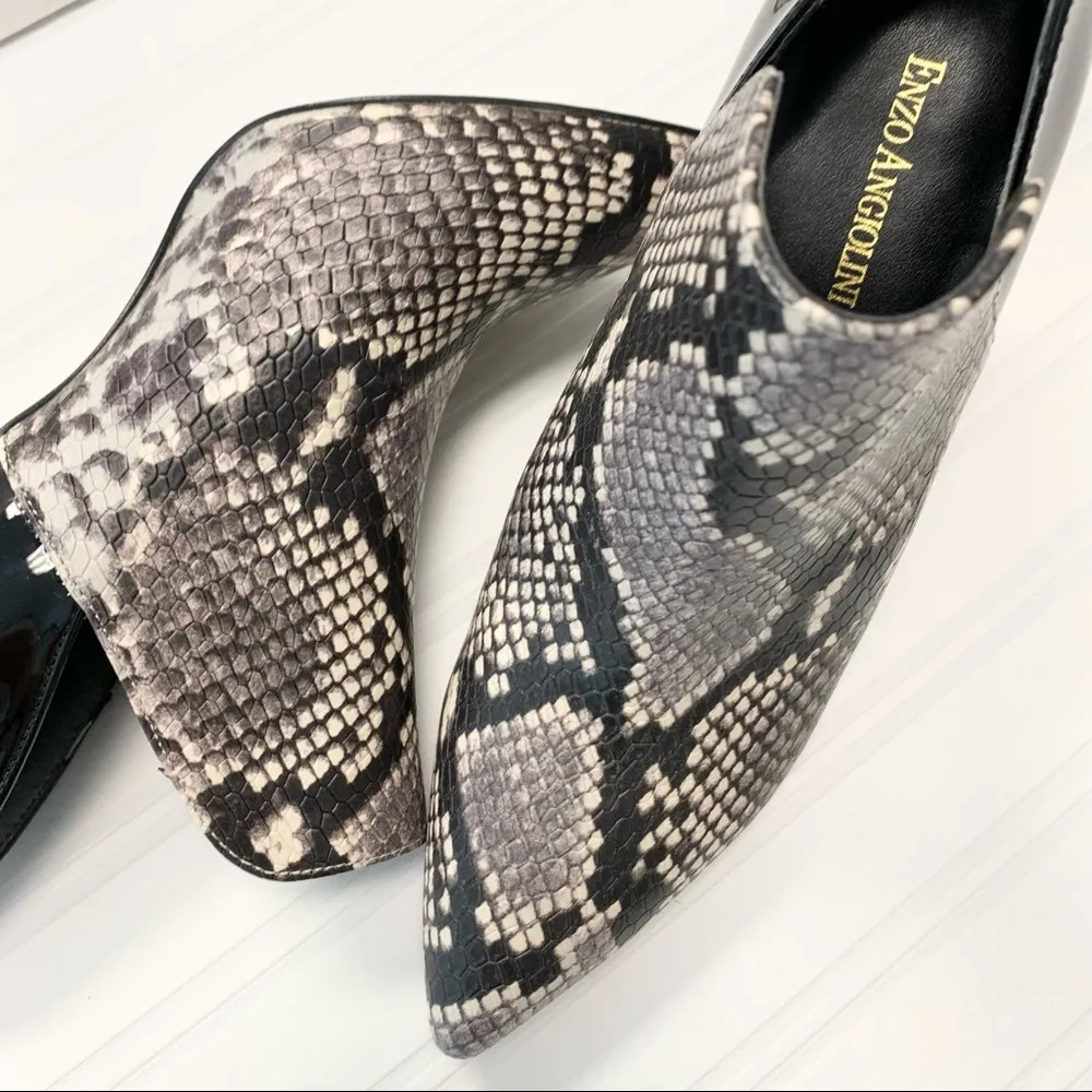 Enzo Angiolini Black Snakeskin Booties 8 - Image 4