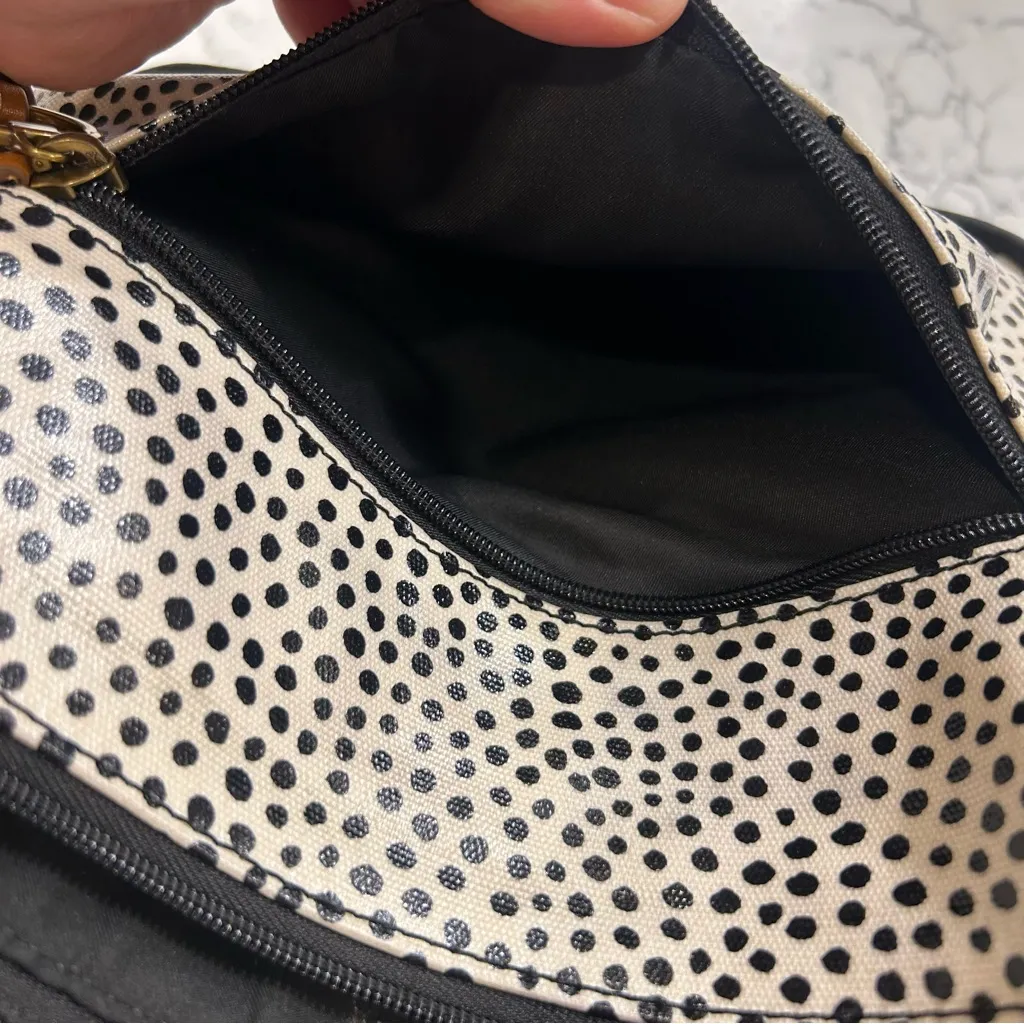 Fossil Key Per Polkadot Coated Canvas PVC Crossbody Bag Purse - Image 10