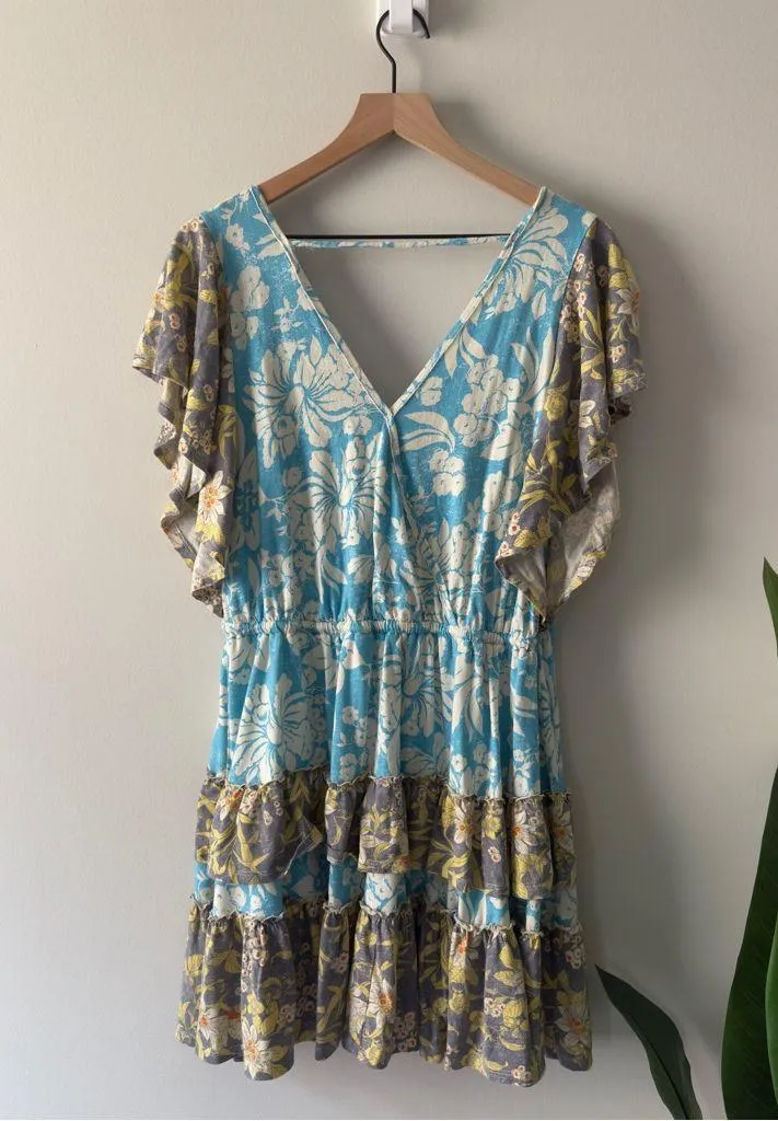 Daily Practice by Anthropologie Tiered Ruffle Mini Dress floral Flowy v-neck EUC - Image 4