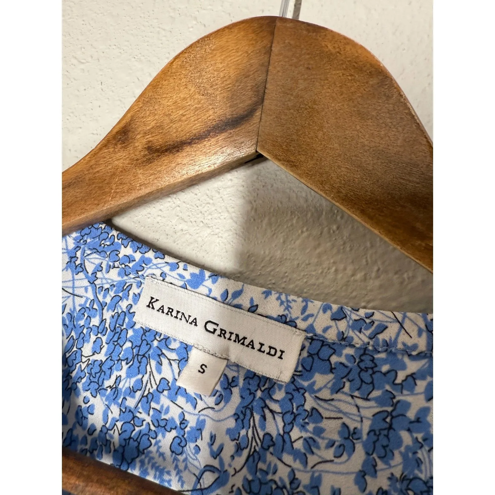 Karina Grimaldi Blue Floral Mini Dress Womens Sz S Boho Beachy Tassel Feminine - Image 7