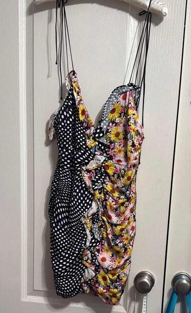 💖 For Love & Lemons Mochi Shirred Polka Dot Floral Mini Dress - Image 2