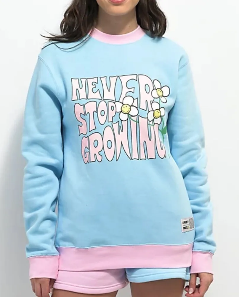 Samii Ryan Smiley Never Stop Pink & Blue Crewneck Sweatshirt Women’s Medium - Image 1