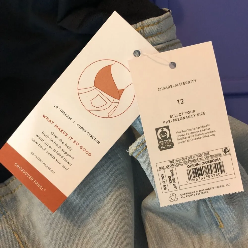Ingrid & Isabel Maternity Jeans Skinny Over the Belly Light Wash 12 Blue Size undefined - Image 6