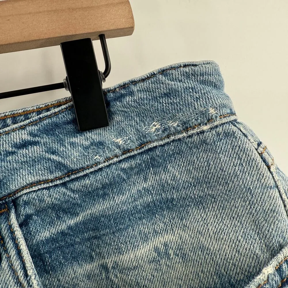 FRAME Le Grand Garcon Jean Shorts Size 30 NWOT Denim Raw Iceberg Distressed NEW - Image 11