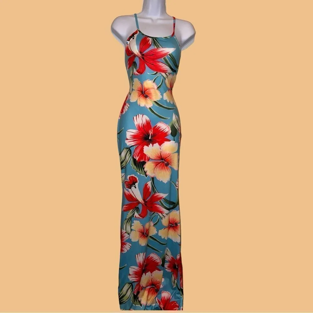 Shein beauty! Aqua colored with tropical flowers design! Cute style! New - Image 3
