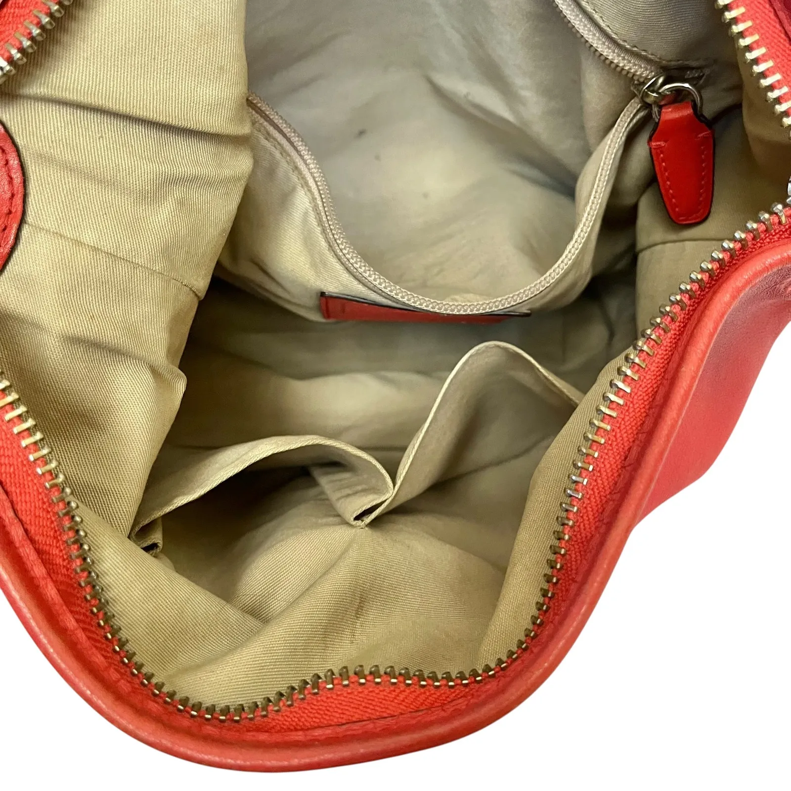 Coach Legacy Carnelian Leather Duffel #19889 - Coral Red Bucket Shoulder Bag - Image 6