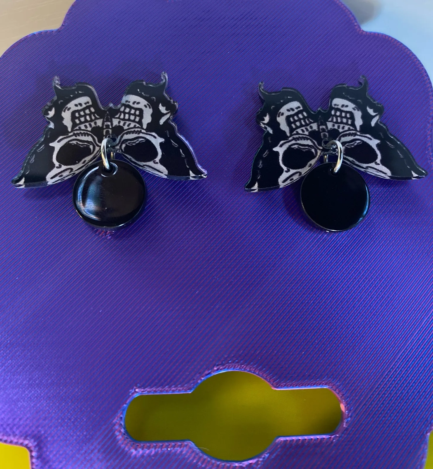 Butterfly Skull Handmade Moth Earrings  - Image 2