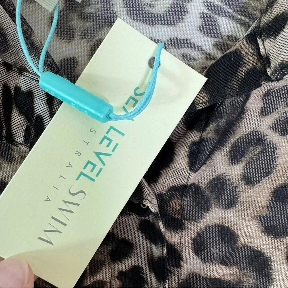 SEA LEVEL Wildside Mesh Beach Coverup Caftan Shirt Animal Print Size S NWT Black - Image 12