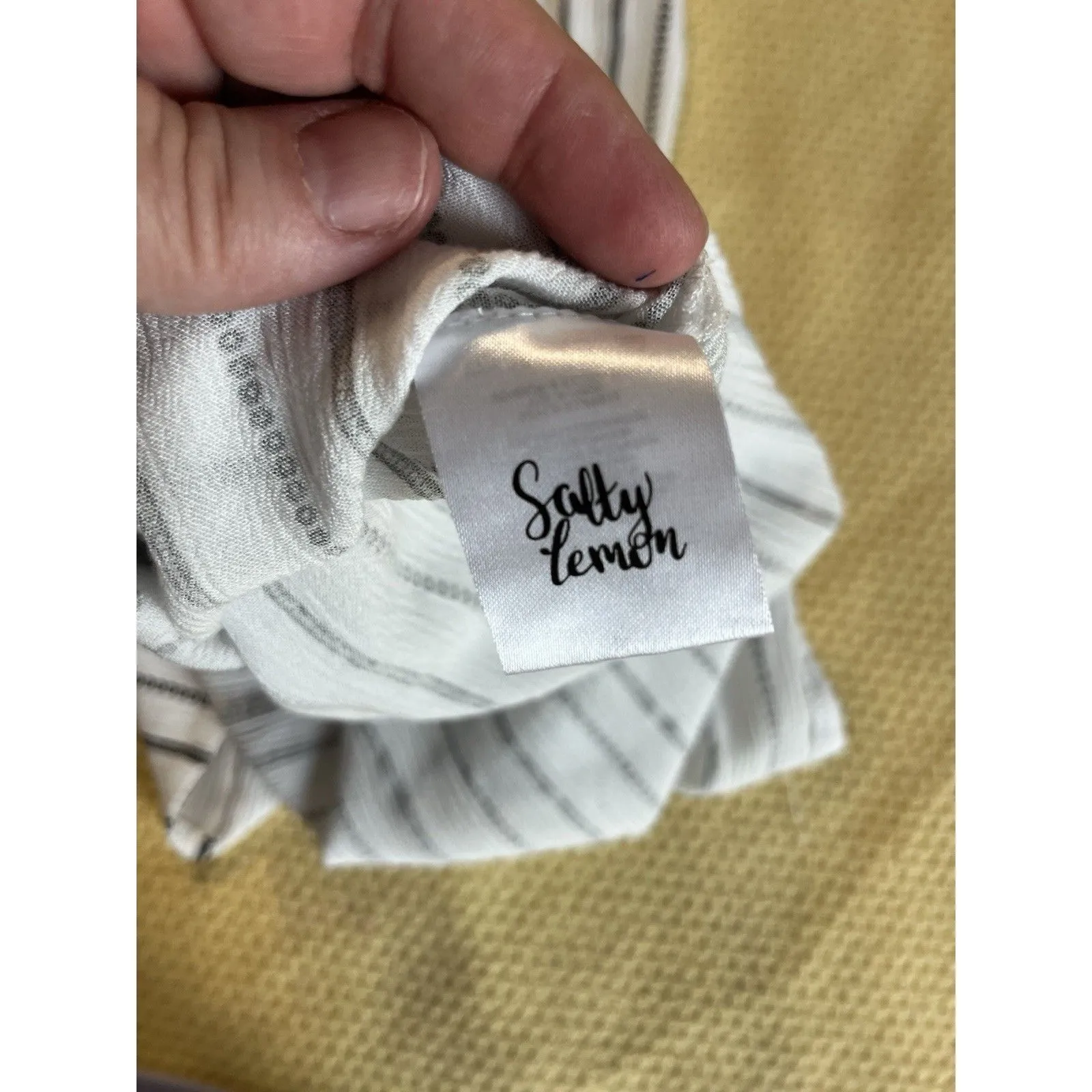 Salty Lemon Anthro Wide Leg Pants Size S White Blue Stripes Beachy Casual - Image 9