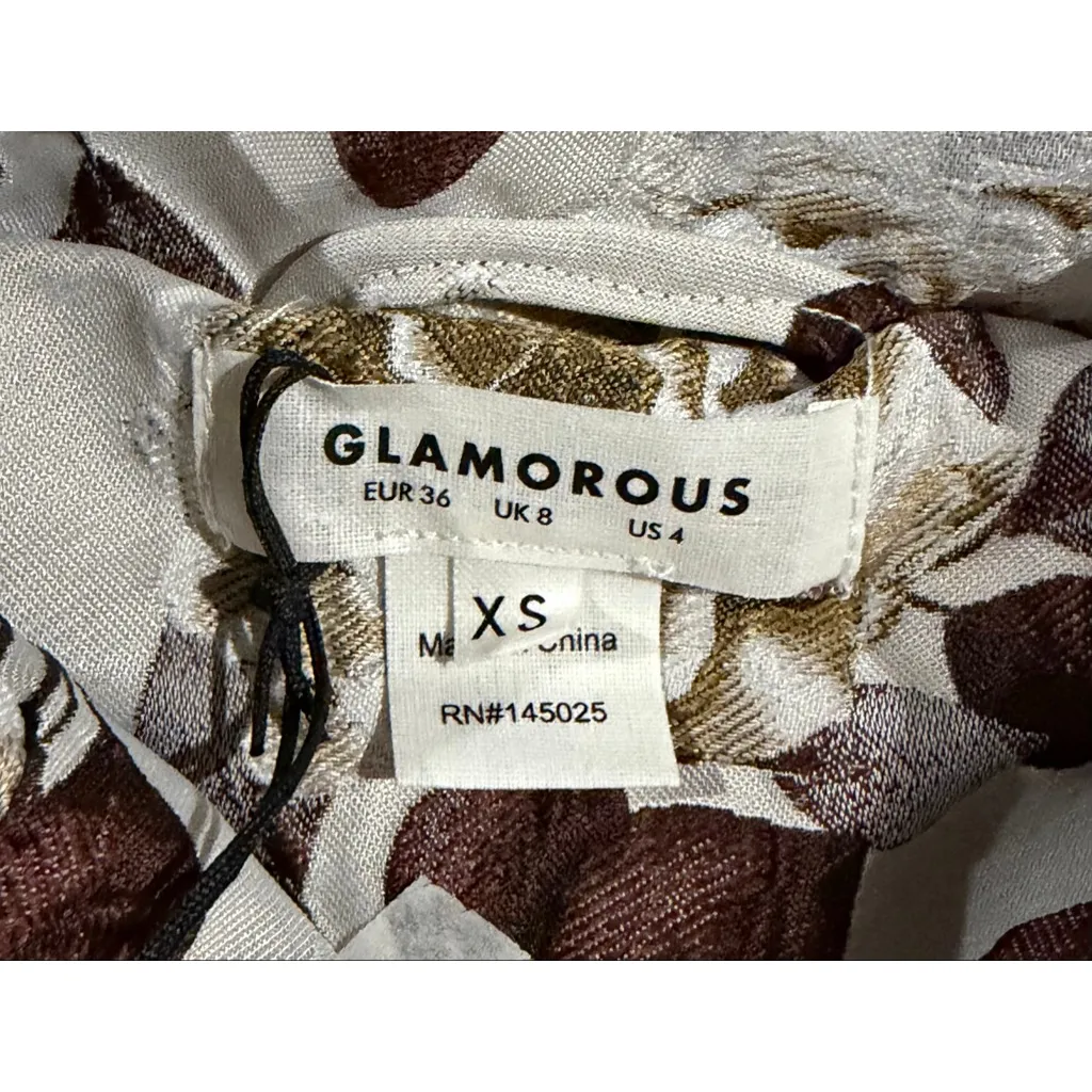 NWT Glamorous LuLus Seriously Comfy Light Grey Floral Jacquard Quilted Puffer XS - Image 4