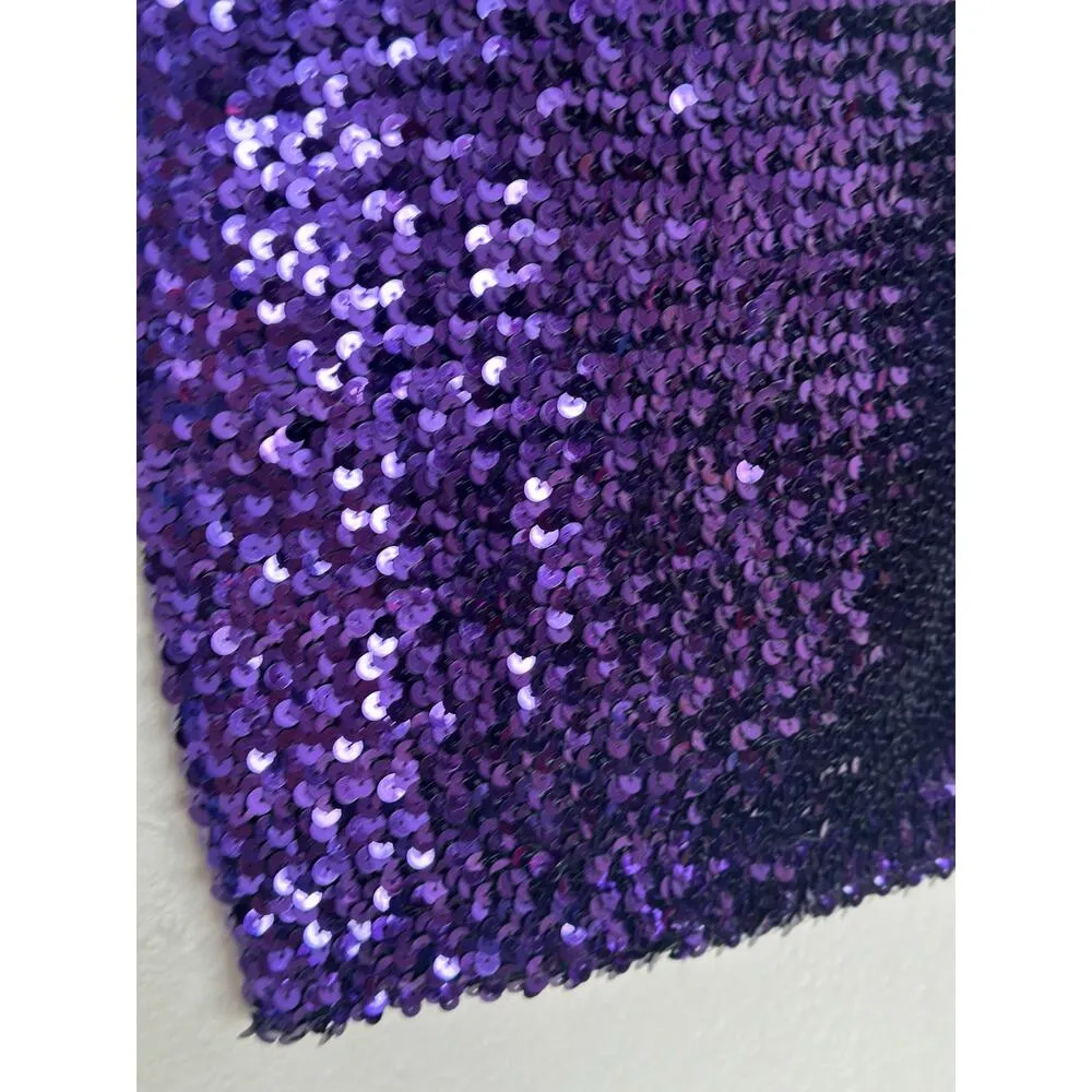 Vintage Small Partique Disco All over Sequin Purple Tank Top Party Club ILGQU - Image 4