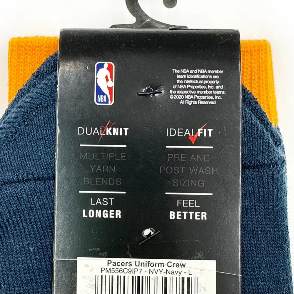 Indiana Pacers Basketball Crew Socks Mens Womens NBA Navy Blue Yellow Fan Gift - Image 6