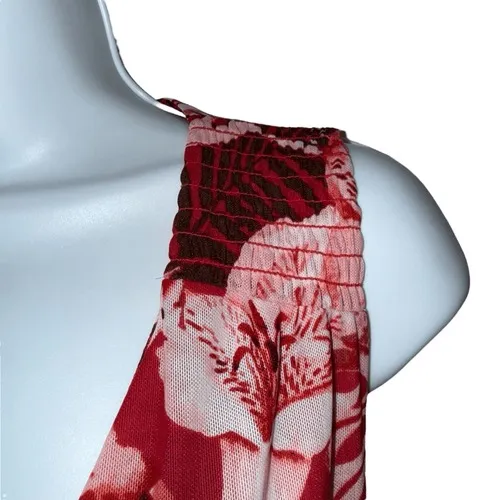 WHITE‎ HOUSE BLACK MARKET Red and Pink Floral Mesh Bodysuit EUC Size XS - Image 3