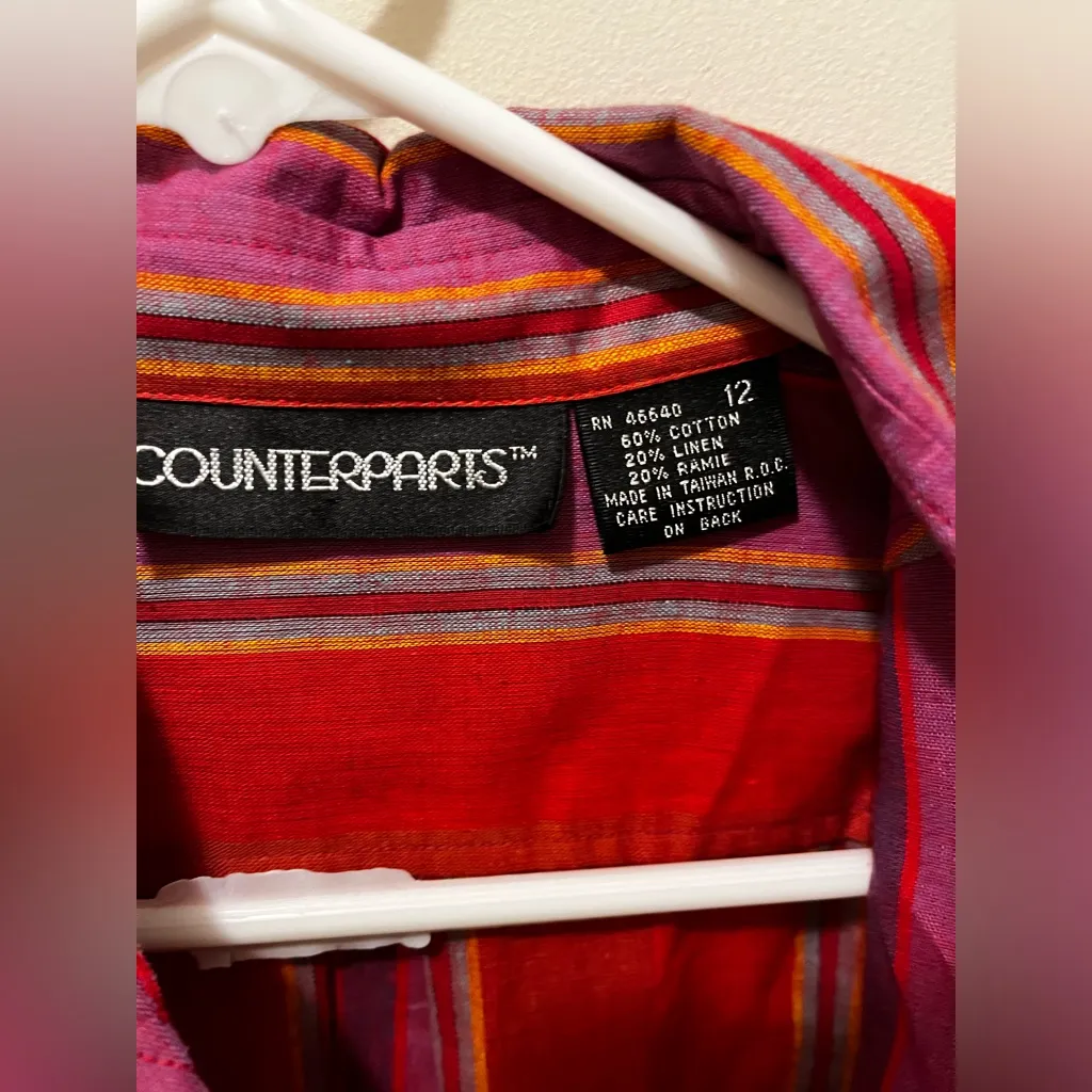 Vintage nwt counterparts linen blend button down‎ sz 12 - Image 5