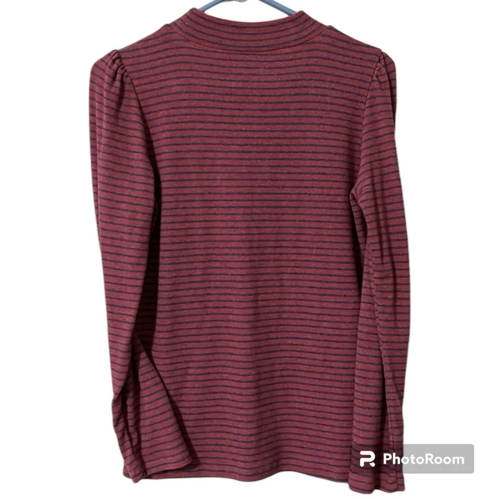 Ott women’s size small pullover long sleeve striped turtleneck blue super soft - Image 4