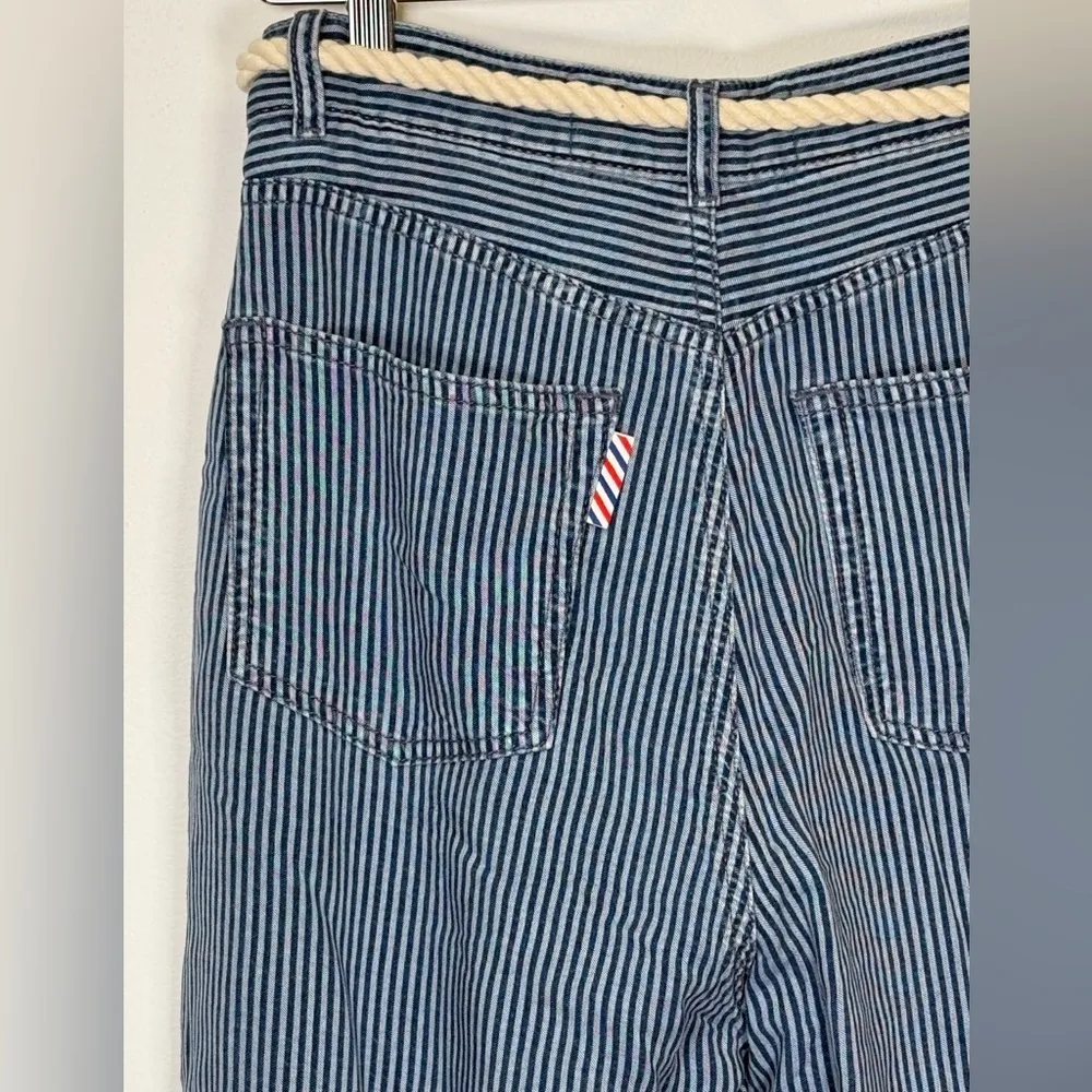 United Colors Of Benetton Blue & White Striped Ankle Length Pants Women’s Size 4 - Image 4