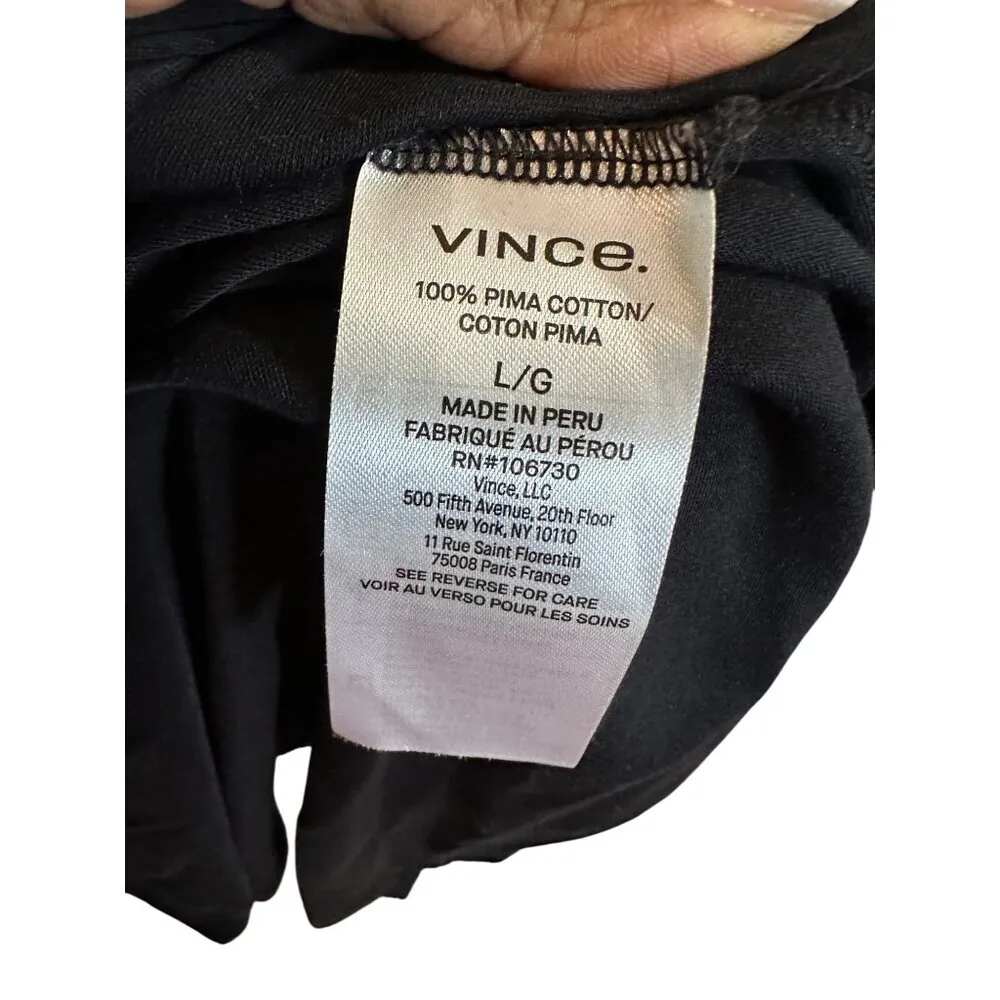 Vince Midi Dress Tie Waist Square Neckline Side Slit 100% Pima cotton Stretchy L - Image 11