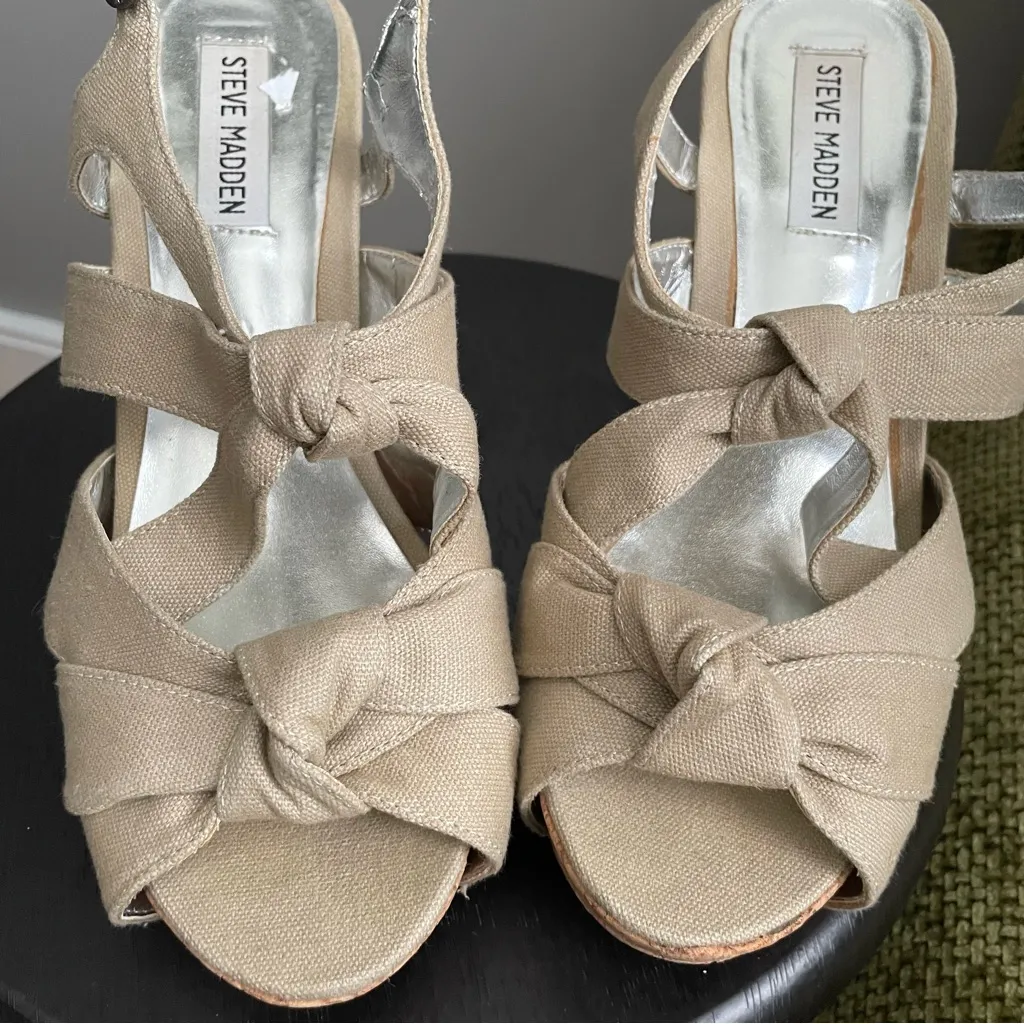 Steve Madden Carri Tan Cork Wedge Sandals Size 8 - Image 8