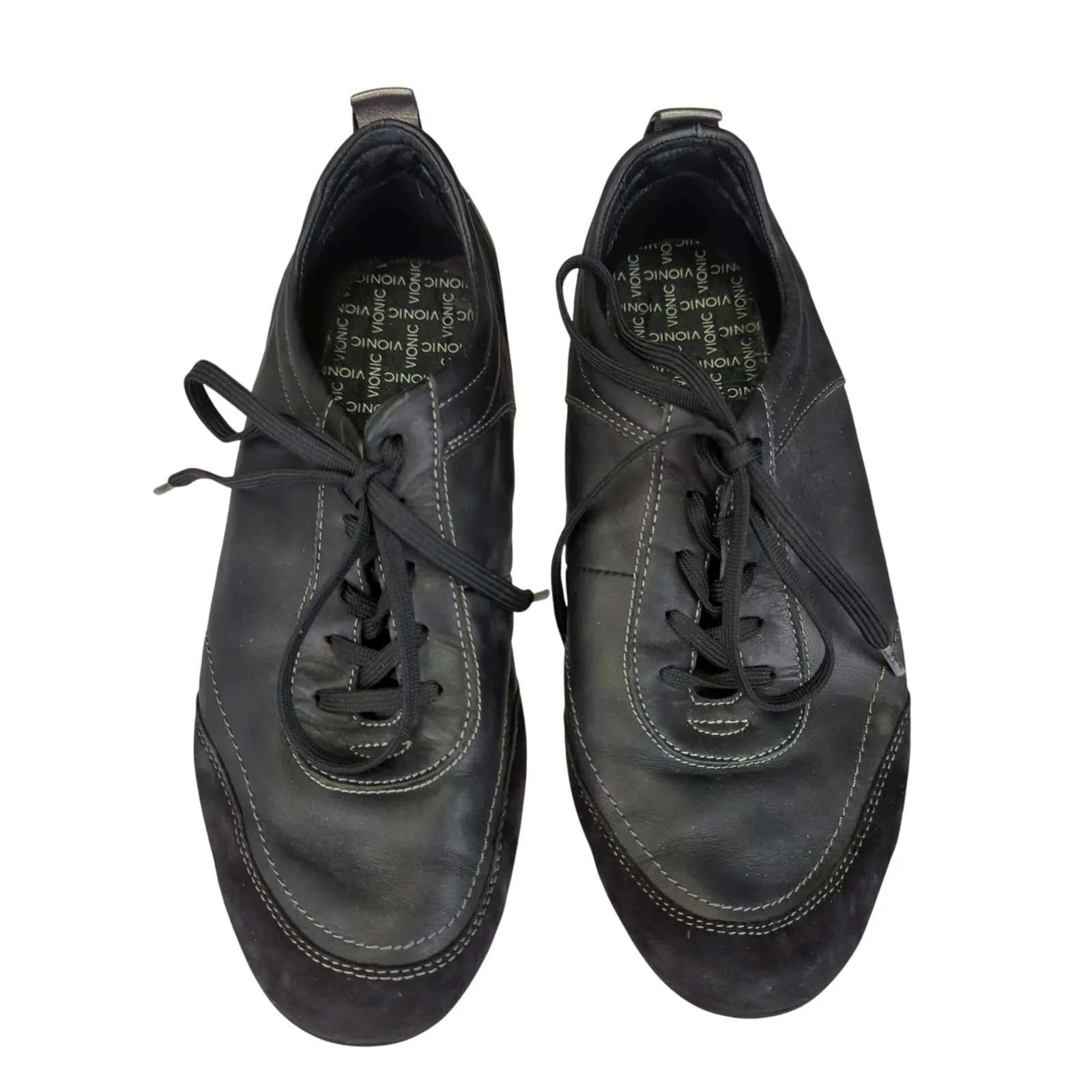 Vionic Willa Walker Leather Walking Shoes Women 7.5 Casual Comfort Sneaker Black - Image 4