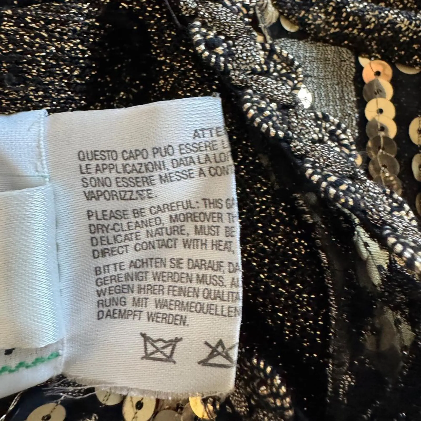 Giusi Slaviero Black & Gold Sequined Evening Sweater Made in Italy Size XS - Image 8