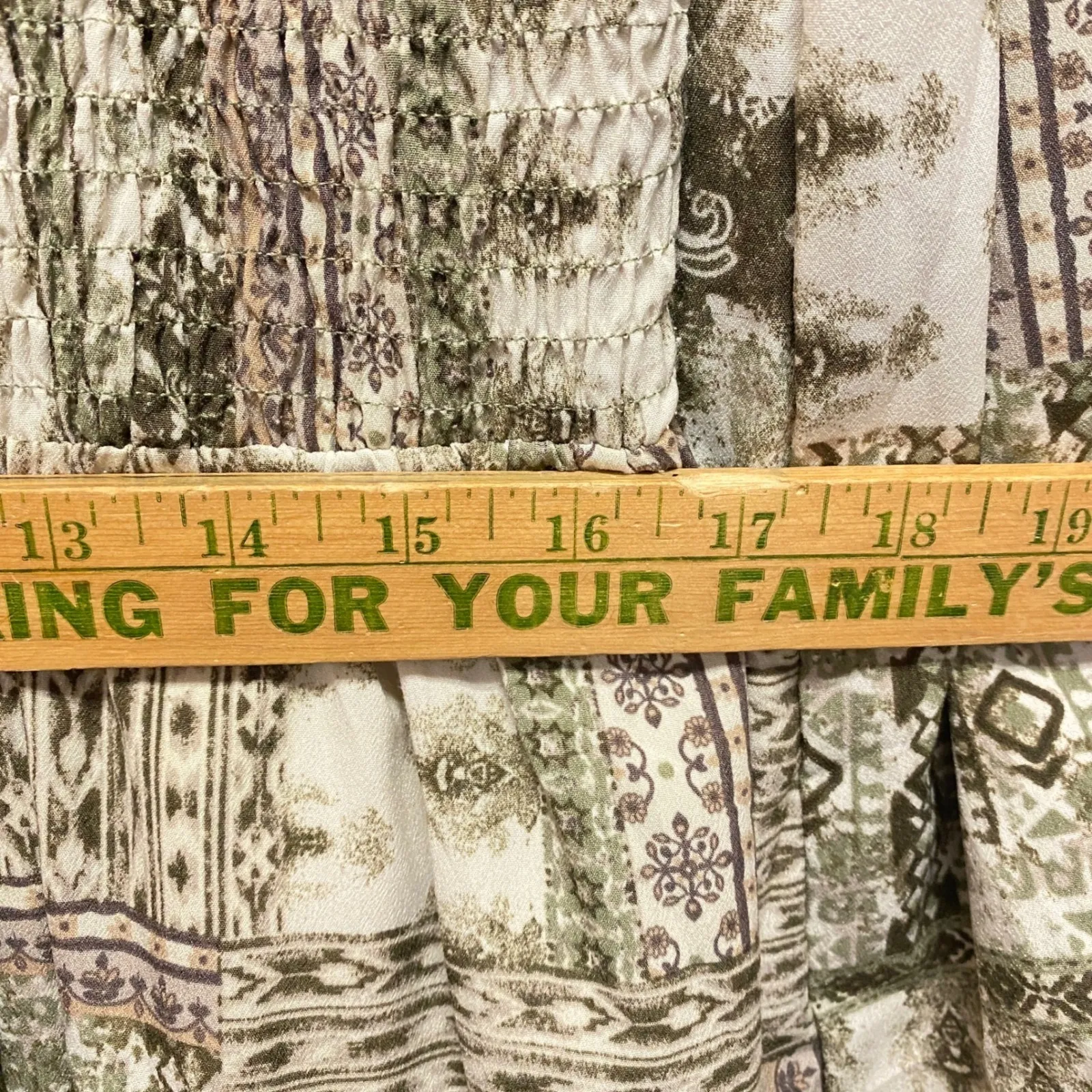 CAL STYLE Womens XXL Midi Dress Beige Brown Floral Patchwork Boho Hippie Artsy Tan - Image 5