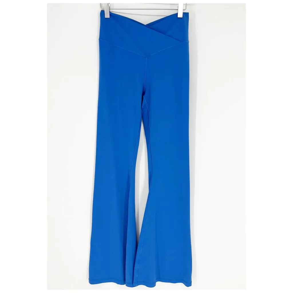 Aerie Real Me‎ Crossover Waist Flare Leggings L Blue - Image 3