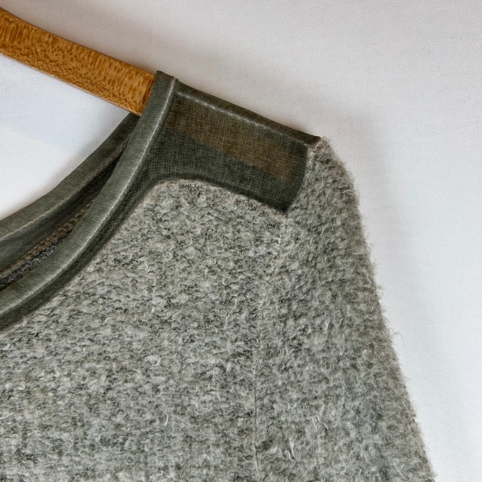 Tempo Paris Women's Knit Sweater Italian Wool‎ Blend Lace Back Olive Green - Image 8