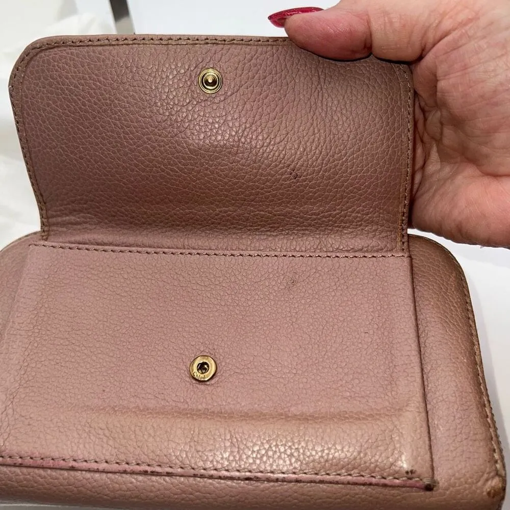Chloe Full Inclusion Beige/Blush Zip Around Long Wallet - Image 7