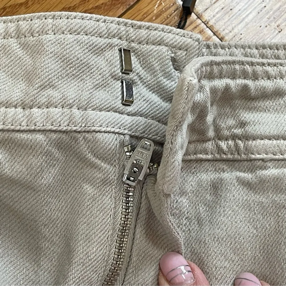 Zara high waisted beige baggy cargo pants jeans cotton wide legs Sz M - Image 7