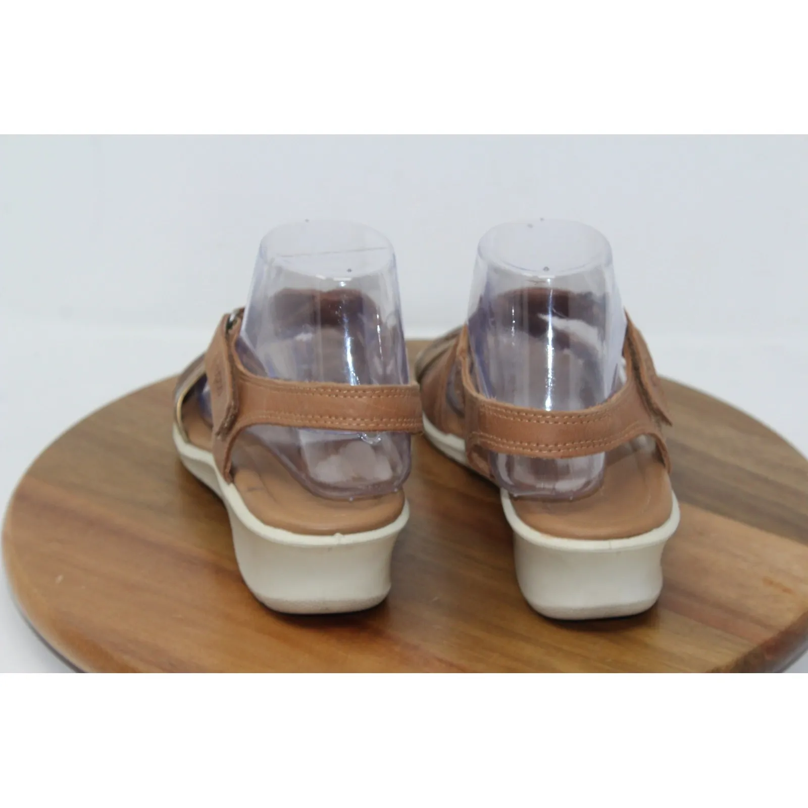 ECCO Womens Felicia Leather Wedge Sandals‎ Brown Bronze Adjustable Strap Size 7 - Image 7