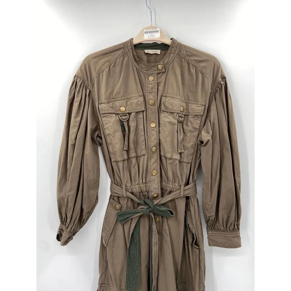 Ulla Johnson Reverie Fatigue Long Sleeve Utilitarian Brown Jumpsuit Size 12 - Image 4