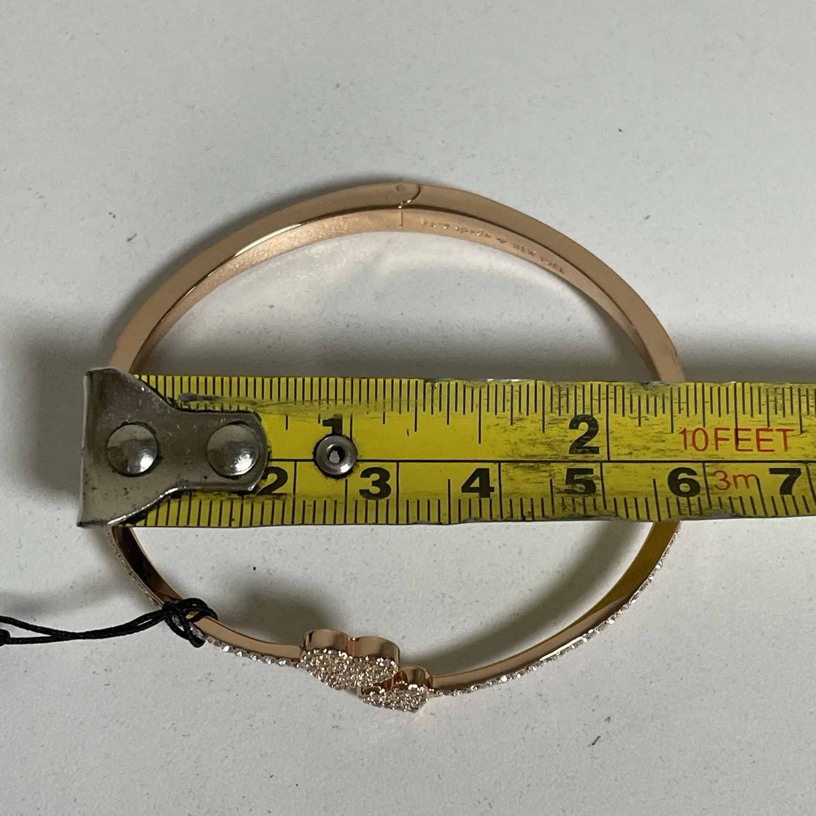 Kate Spade Yours Truly Heart Pave Open Hinge Cuff Bracelet Rose Gold Valentine - Image 9