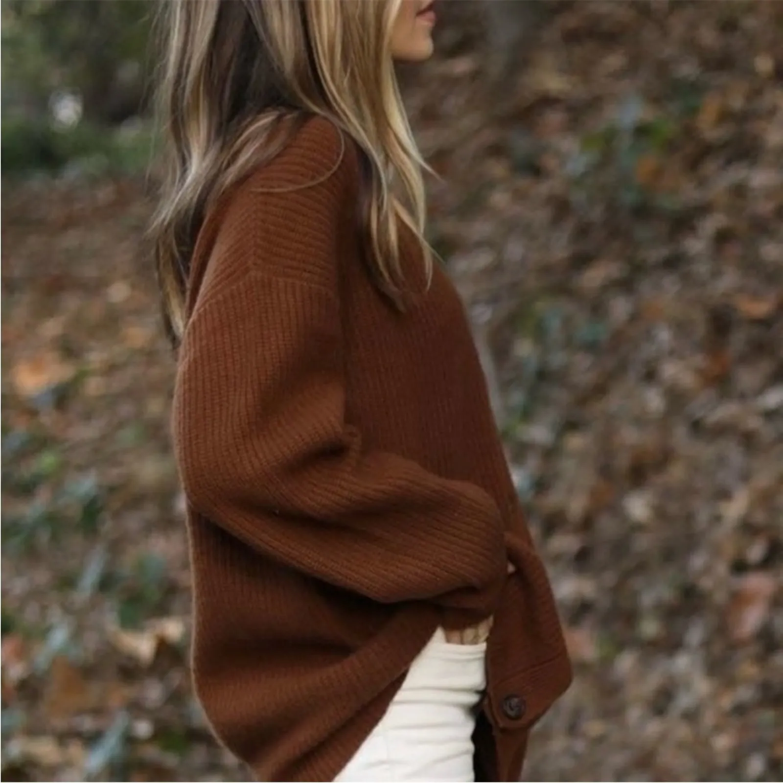 Jenni Kayne RARE Cinnamon Brown Cashmere Cocoon Cardigan Sweater Size XL - Image 4