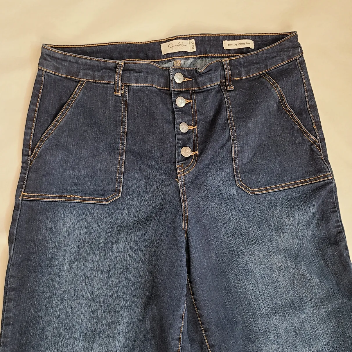Jessica Simpson  high rise wide leg utility crop jeans dark wash Size 16 - Image 10