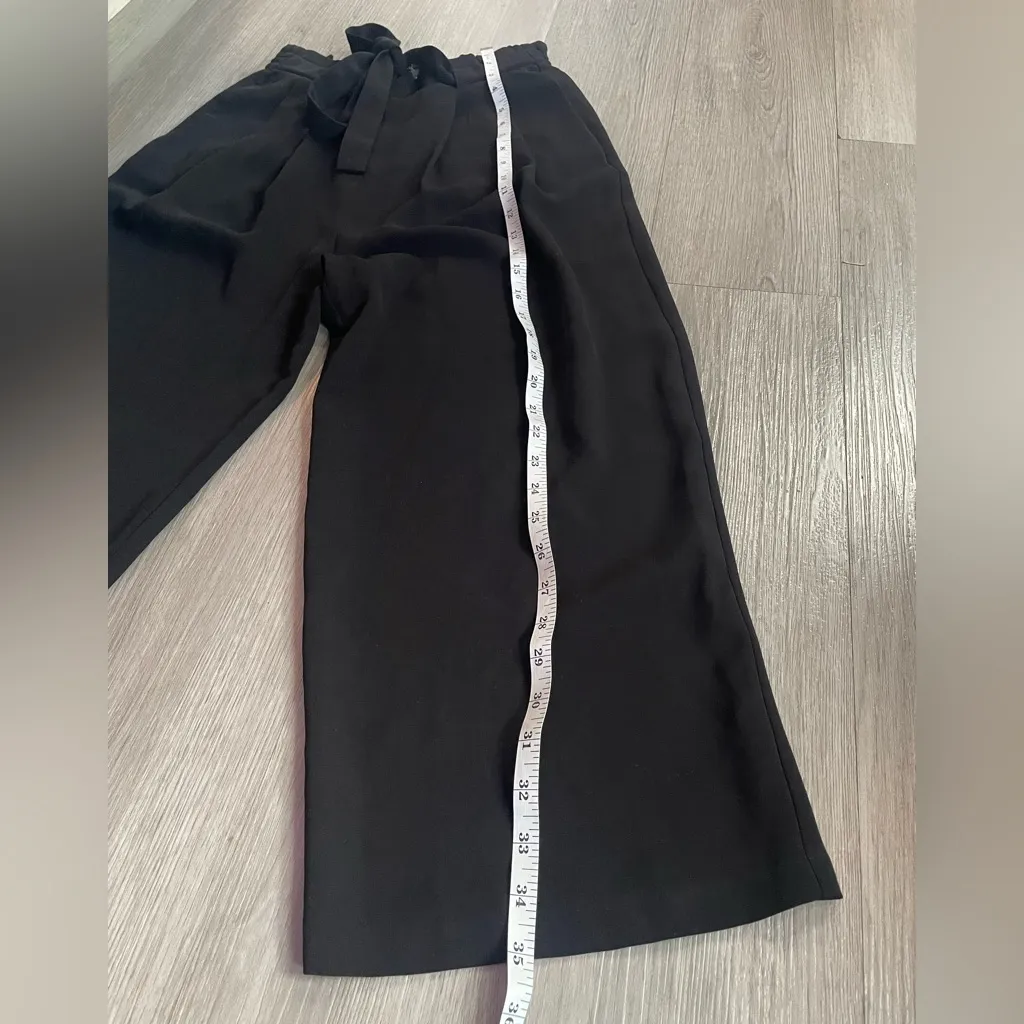 Zara High Rise Wide Leg Tie-Waist Trouser Pants Black size XS - Image 9