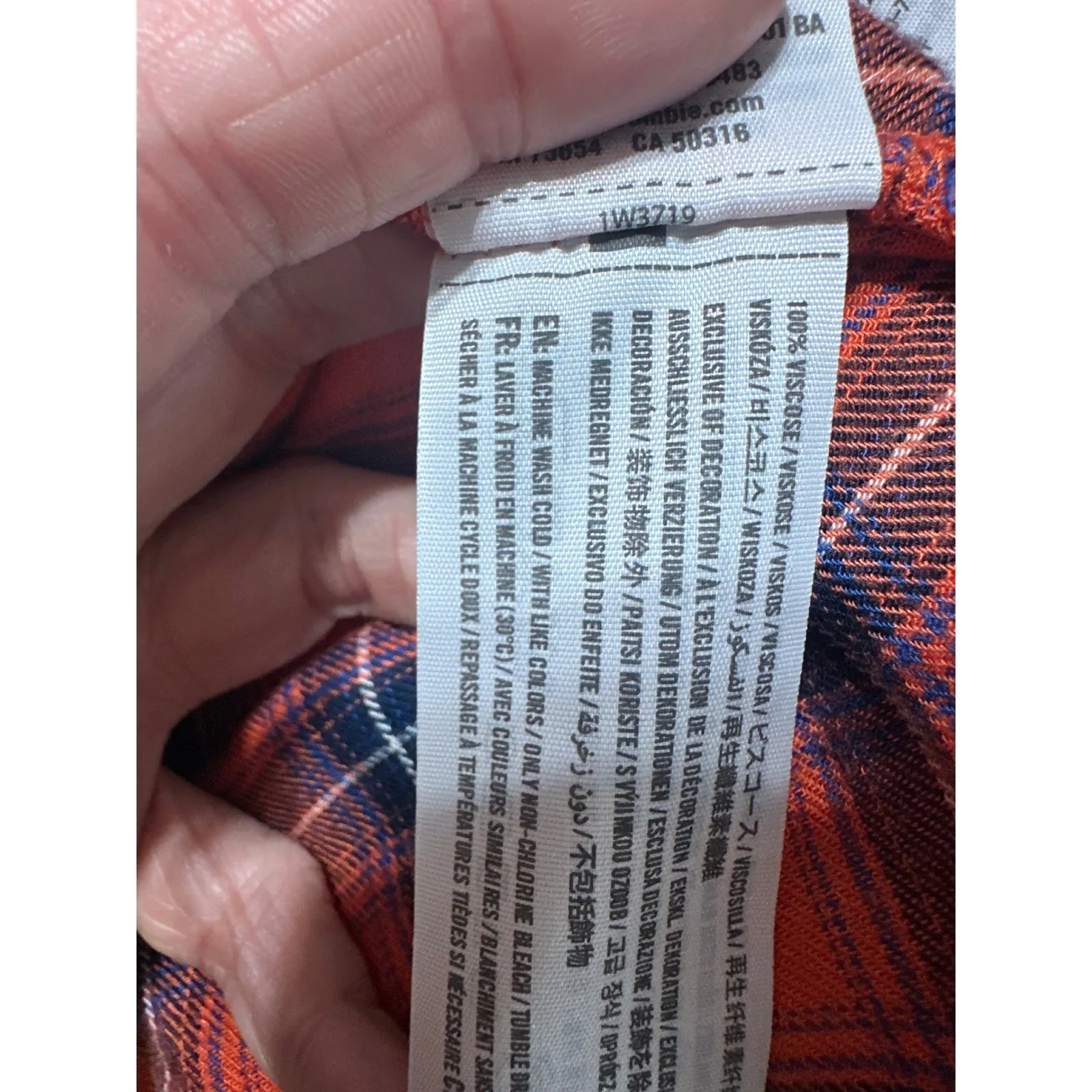 Abercrombie Fitch‎ Orange Plaid Button Down Shirt Size S Long Sleeve Moose Logo - Image 6