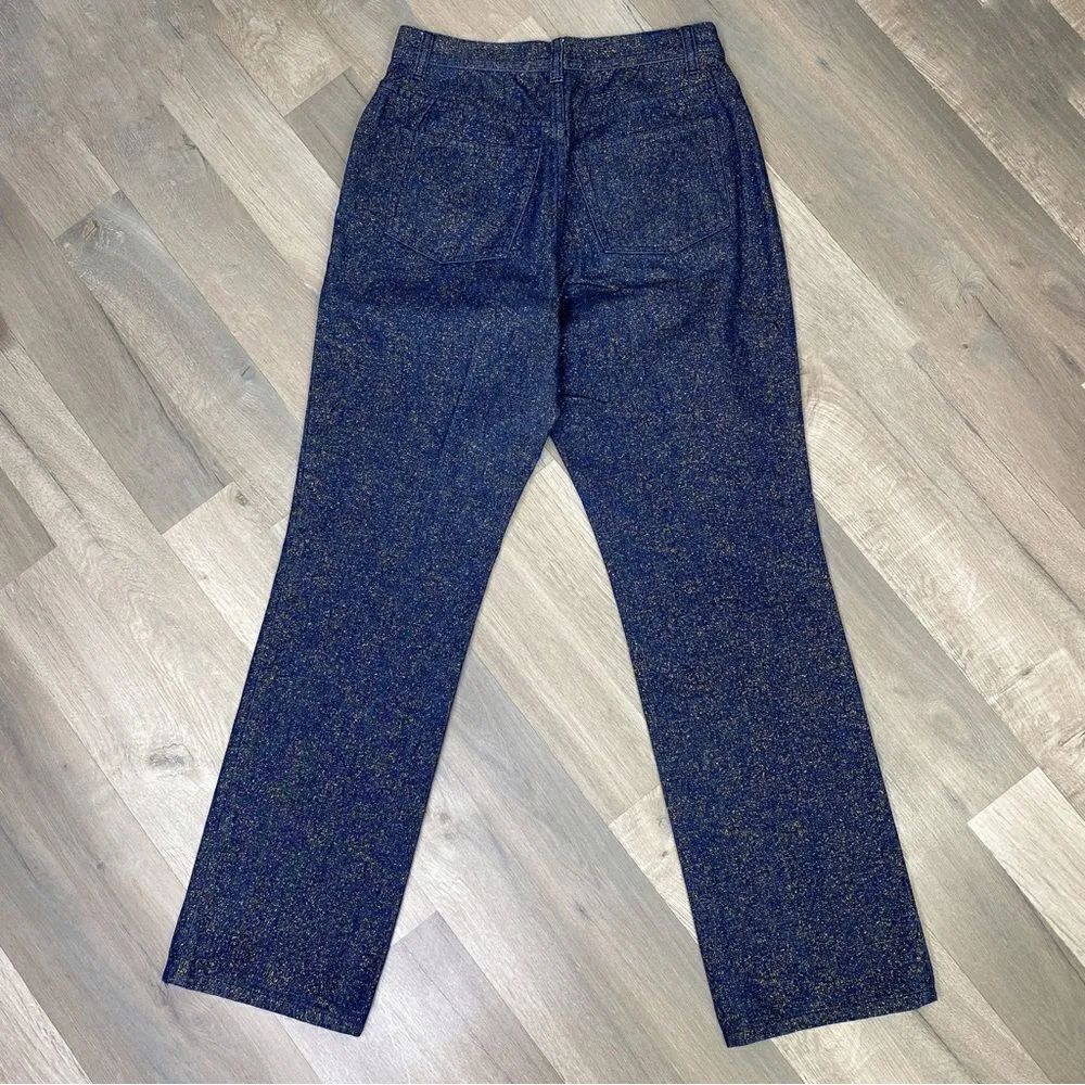 New York & Comp. Gold Glitter Straight Leg High Rise Jeans Blue Gold 8 - Image 3