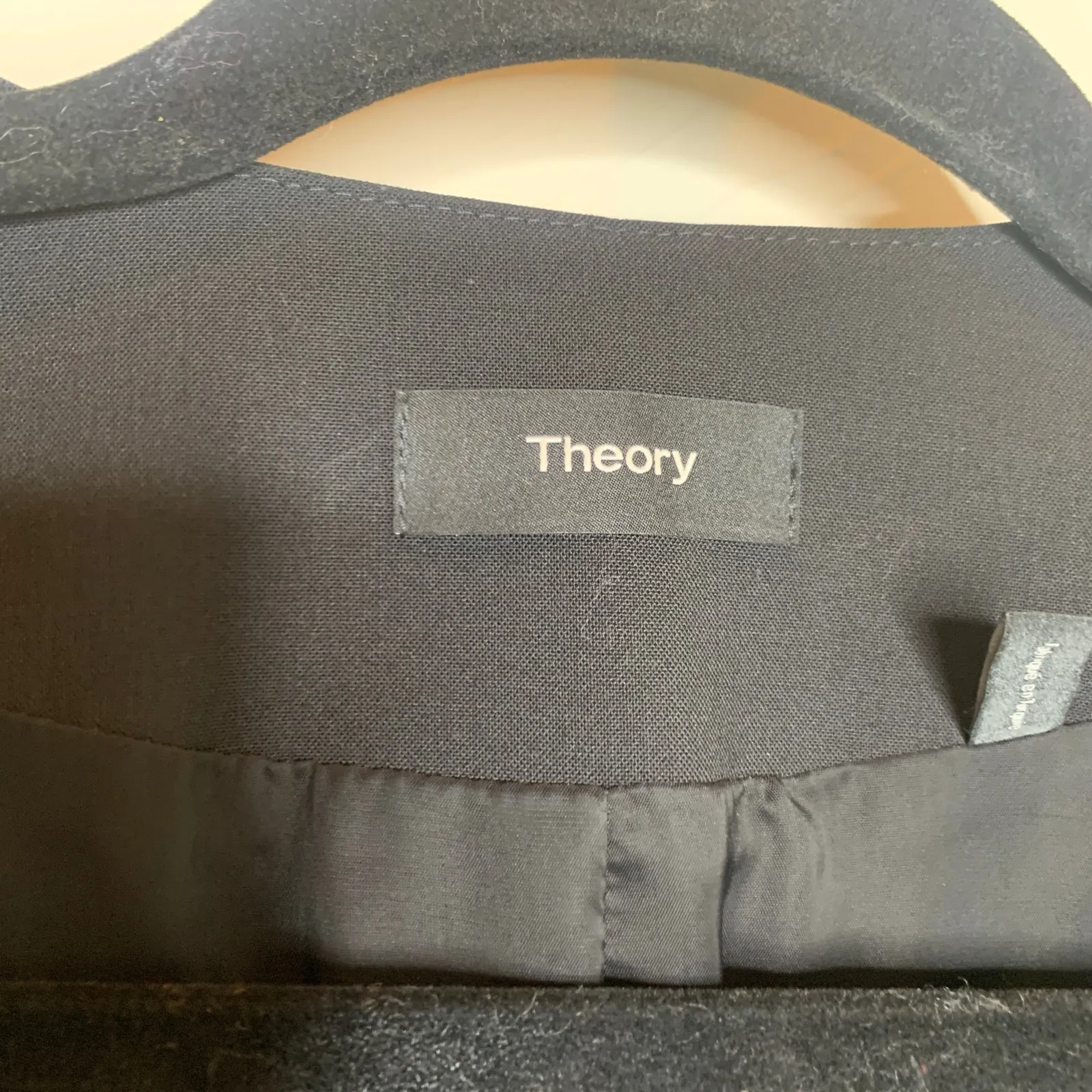 Theory Open Front Black Blazer Sz 8 Wool Blend - Image 7
