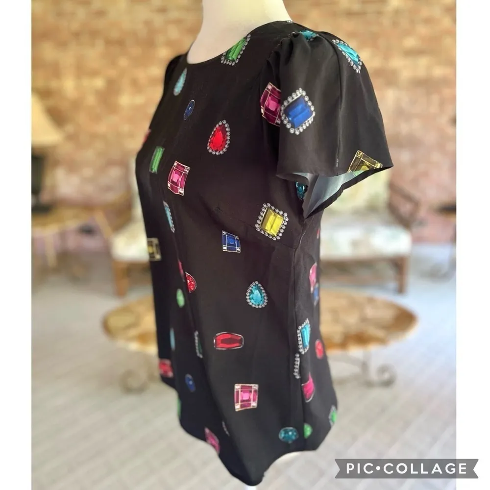 Cece by Cynthia Steffe Top Black Jewel Stone Short Top XS Cocktail Party Chic - Image 6